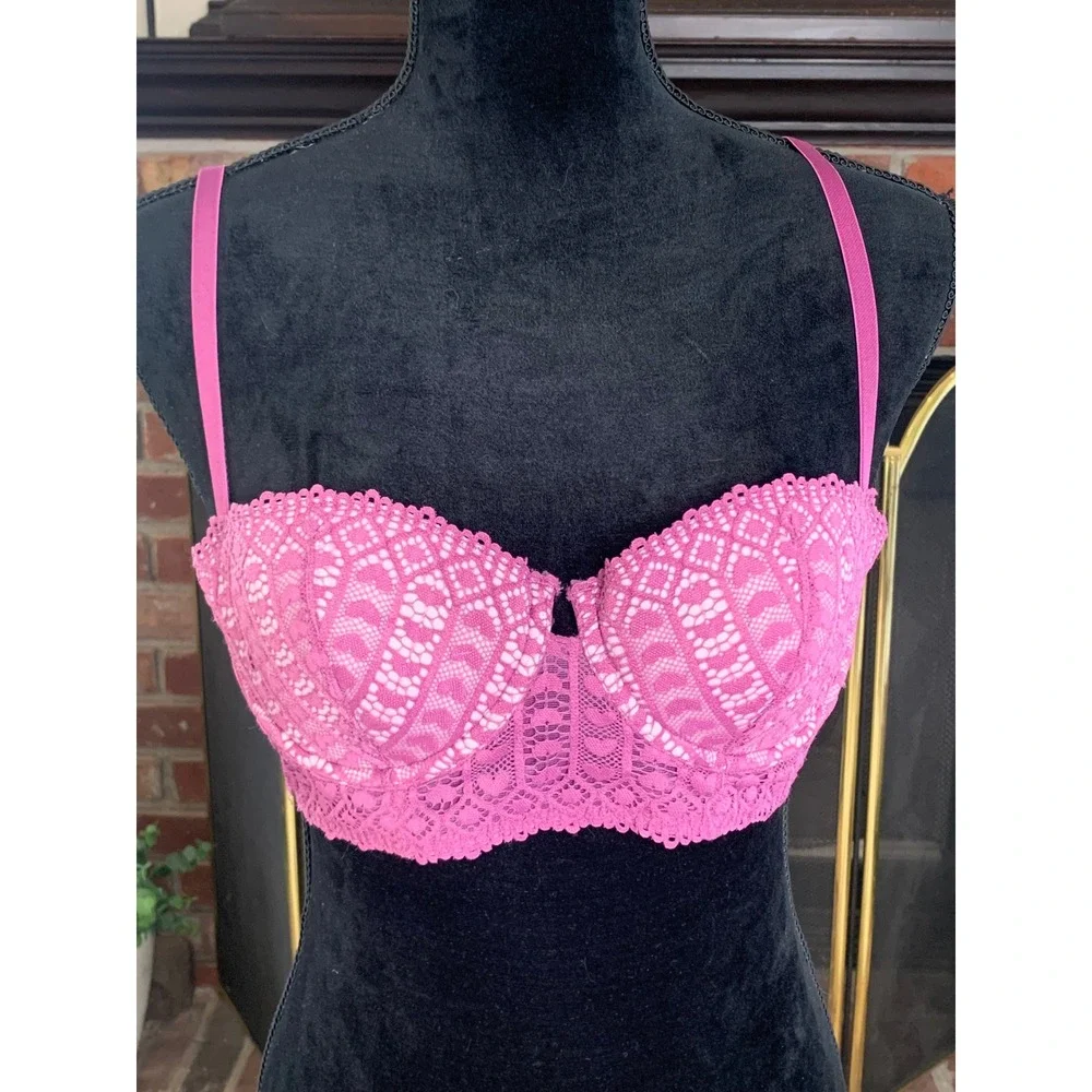 Adore Me Women's Nymphadora Contour Balconette Bra Purple Lace Hearts Size‎ 36B